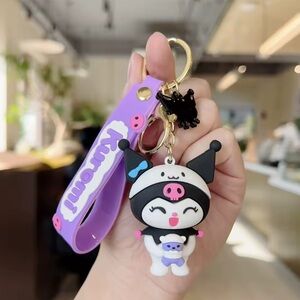 Cute Kuromi Keychain with Purple Strap